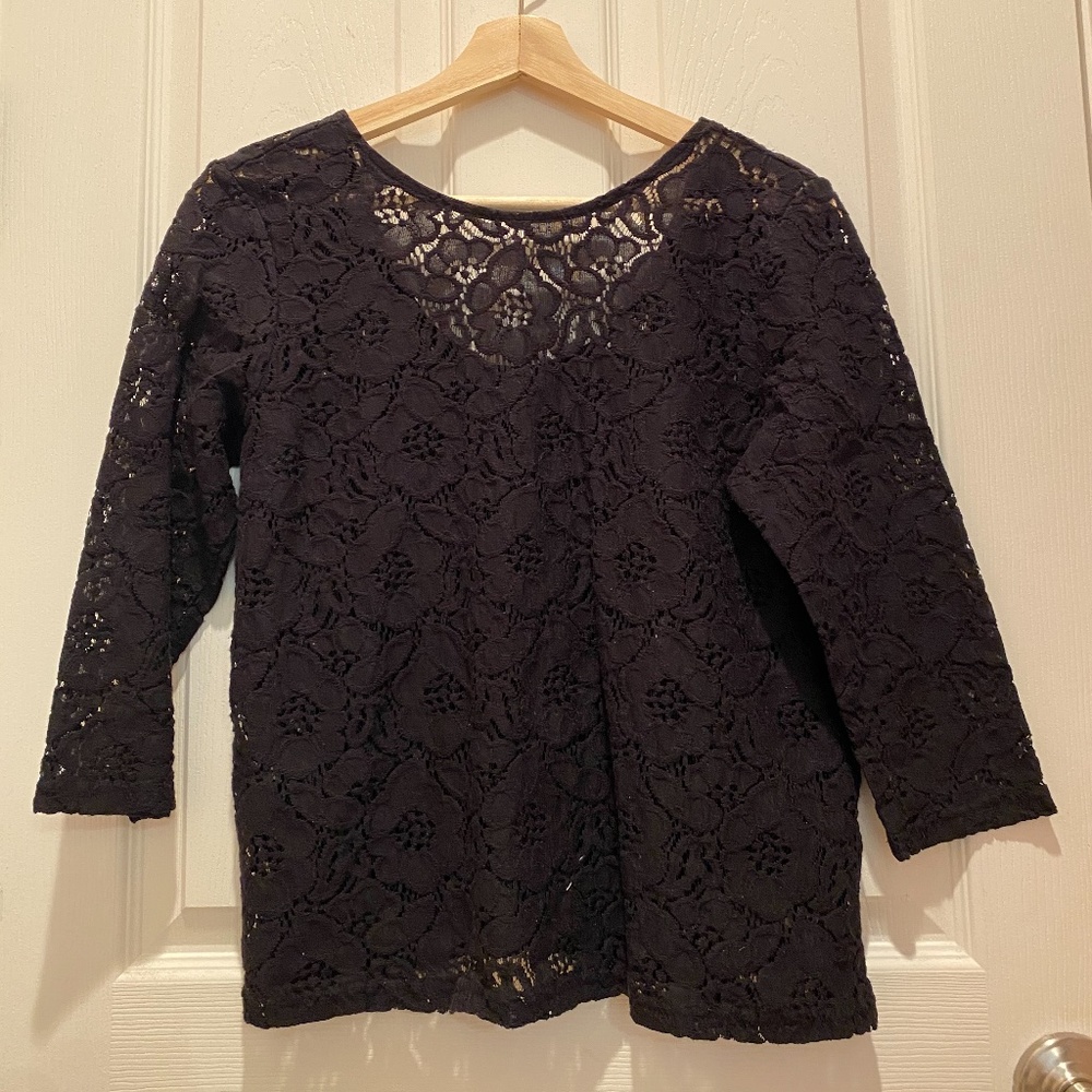 Black Lace 3/4 Sleeve Top